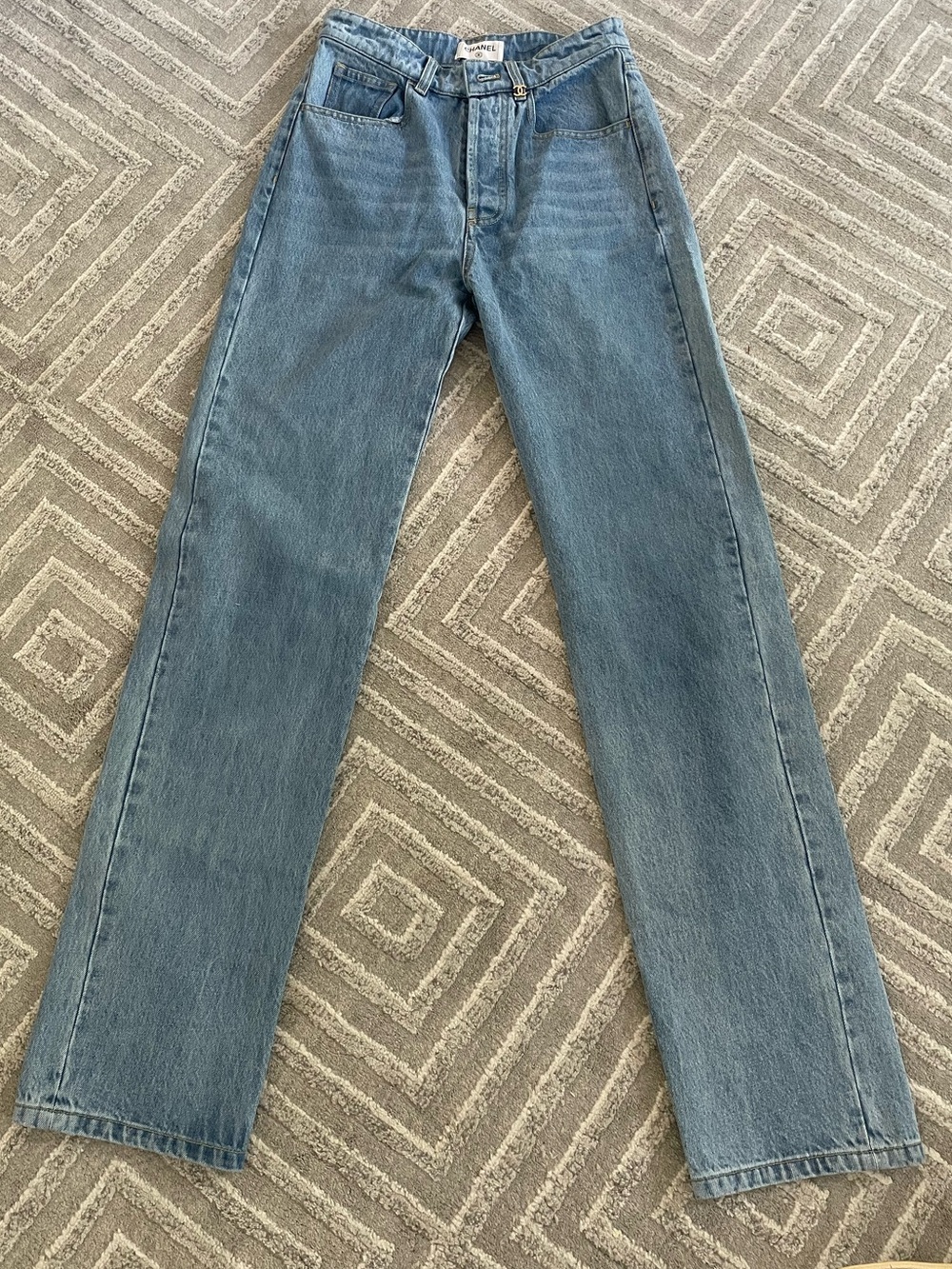 CHANEL Straight-Leg Mid Blue Jeans
